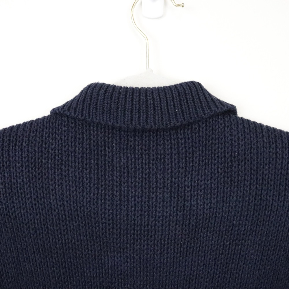 Alex Mill Parker Sweater Jacket Medium Navy Blue Cotton Chunky Knit Cardigan - Picture 4 of 9